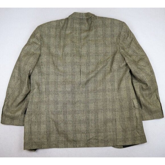J. RIGGINGS - BEIGE & BLACK PLAID WOOL SILK BLEND BLAZER JACKET SPORT COAT 44R - Picture 10 of 11
